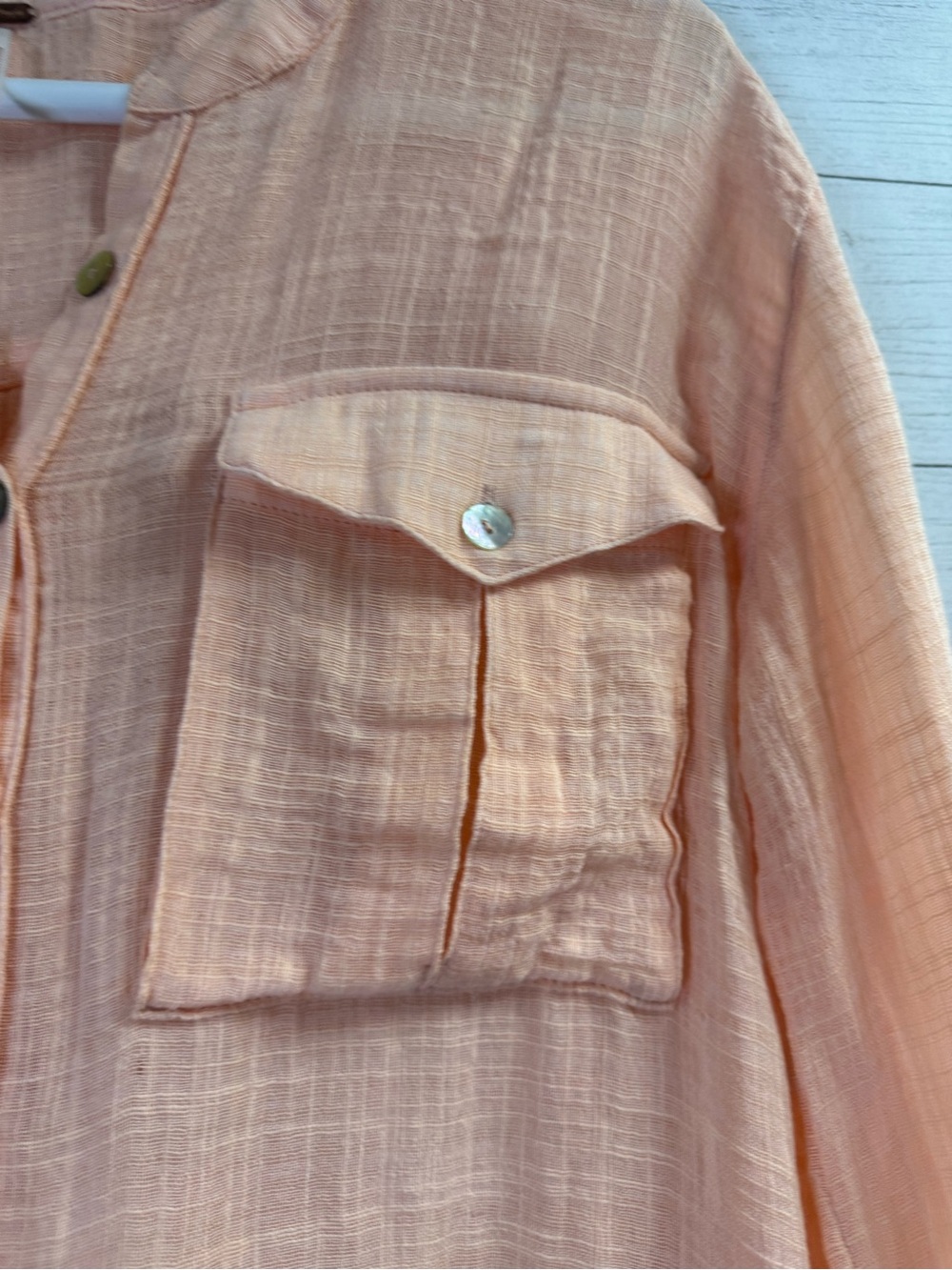 Free People Peach Gauze Raw Hem Oversized Tunic Top M/L Boho Clean Beauty - Picture 7 of 15